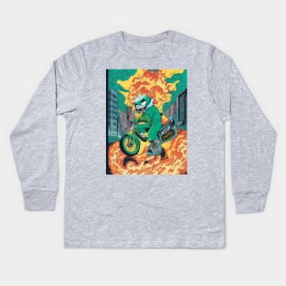 Ghost Rider of the 90s Apocalypse neon nostalgia Kids Long Sleeve T-Shirt